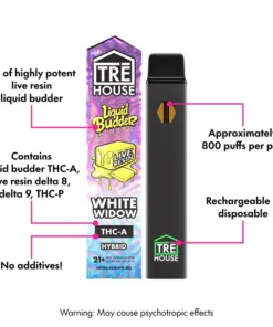 White Widow - Live Resin Liquid Budder Hybrid THC-A Vape Pen - 2g